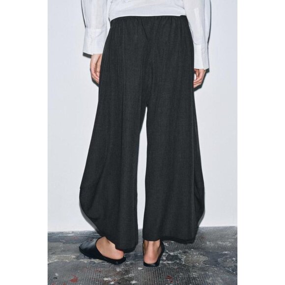 ZARA FLOWY WIDE LEG WOOL PANTS ZW COLLECTION - Picture 4 of 8